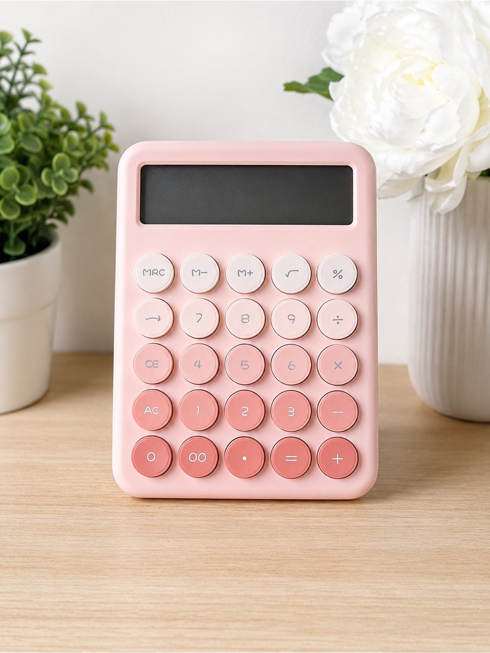 Desk Cute Pink Calculator with Big Buttons, Calculators Desktop, 12 Digit